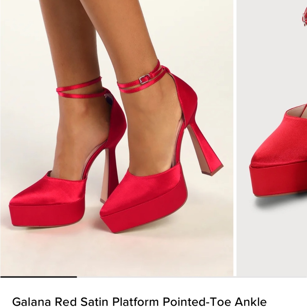 Galana Red  Lulus Pointed Toe Platform Pumps Heels size 7